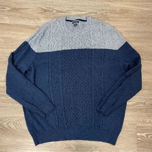 Club Room New Cable Knit Cotton Striped Sweater Pullover